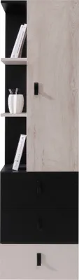 Produktbild von Regalschrank in schwarz mit Eiche und beige, PITTSBURGH-133