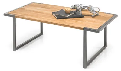 Couchtisch VANCOUVER 110 x 60 Eiche Massivholz mit Metallgestell