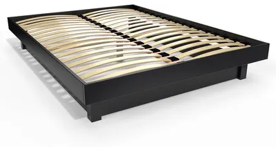 Produktbild von Plattformbett 140x200 aus Massivholz - Schwarz