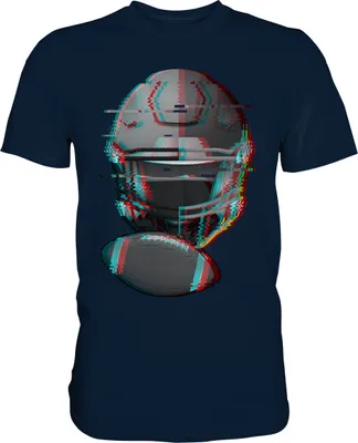 Produktbild von Football Helm Glitch Ballsport American Football T-Shirt – Navy / 3XL