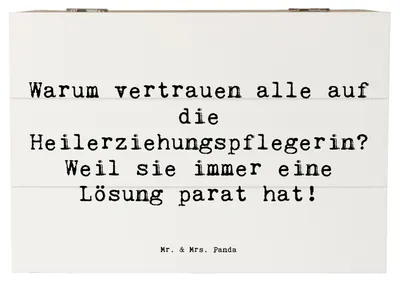 Produktbild von Mr. & Mrs. Panda Truhe Spruch Heilerziehungspflegerin Lösungsexpertin 22 x 15 cm - Weiß - Geschenk, Einsatz, schmuckkiste, berufliche Anerkennung, Berufsprodukte, Kiste