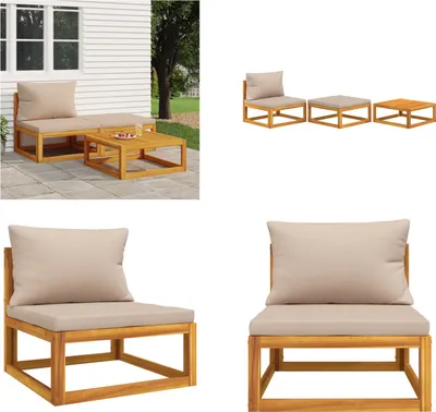 Produktbild von vidaXL 3 tlg. Garten Lounge Set mit Kissen Massivholz Akazie - Garten-Lounge-Set - Garten-Lounge-Sets - Outdoor-Lounge-Set - Garten-Lounge-Set