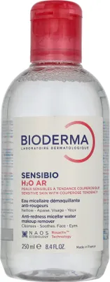 Produktbild von Bioderma Sensibio H2O AR, Frauen, 250 ml, Empflindliche Haut, Beruhigend, AQUA/WATER/EAU, PEG-6 CAPRYLIC/CAPRIC GLYCERIDES, ALOE BARBADENSIS LEAF EXTRACT, CUCUMIS SATIVUS..., 1 Stück(e)