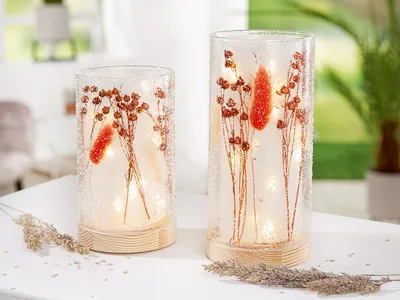 Produktbild von Gilde Glas LED Windlicht "Dry Flower" 12 VE 4 51354