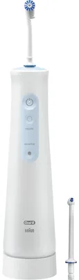 Produktbild von Oral-B AquaCare 4, Weiß, Kabellose Munddusche, Rotierende-vibrierende Zahnbürste, Tasten, Akku, 159 mm