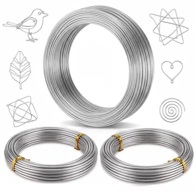 Basteldraht 1 mm x 50 m + 2 mm x 20 m, Aluminium, silber