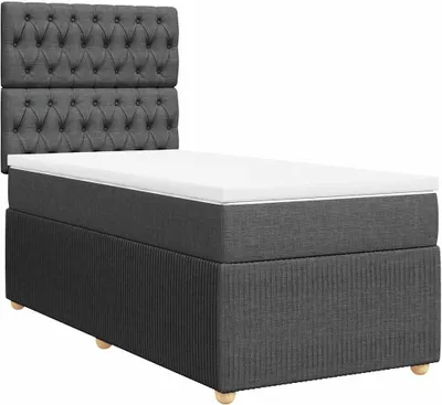 Produktbild von vidaXL Boxspringbett mit Matratze Dunkelgrau 90x200 cm Stoff