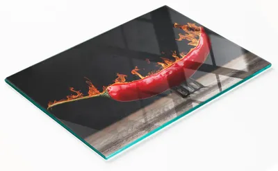 Produktbild von Nachbildungatives Küchenschneidebrett aus Glas, Chili-Motiv, 80 x 52 cm