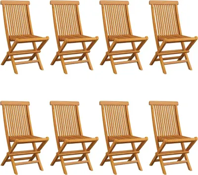 Produktbild von vidaXL Gartenstühle mit Cremeweißen Kissen 8 Stk. Massivholz Teak