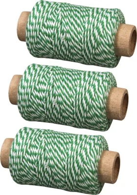 Obrázok produktu pre 3 dvojfarebné zelené a biele šnúry 35 m x Ø 1 mm