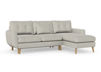 Produktbild von Harris Schlafsofa mit Chaiselongue, Massivholzkonstruktion, skandinavischer Stil, Hohe Beine aus Eichenholz, gewachst, Grande 03 Beige