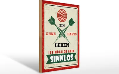 Produktbild von Holzschild  Ein Leben ohne Darts ist möglich aber Sinnlos, 40 x 30 cm, Holzschilder Spruch Sport Hobby