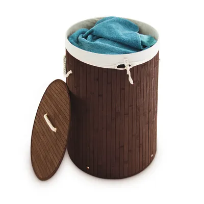Produktbild von relaxdays 1 x Wäschekorb Bambus rund braun