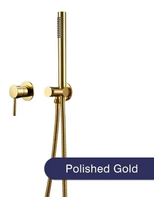 Immagine prodotto di Sistema doccia di scarsa qualità - Set con doccetta manuale e miscelatore per vasca - Miscelatore monocomando per acqua calda/fredda - Ottone - Tubo flessibile da 1,5 metri - Finitura dorata lucida