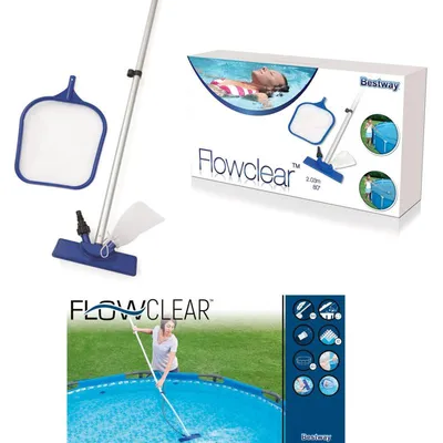 Produktbild von Pool-Reinigungs-Set Bodenreiniger Kescher Schöpfnetz Bürste Pool-Vakuumsauger