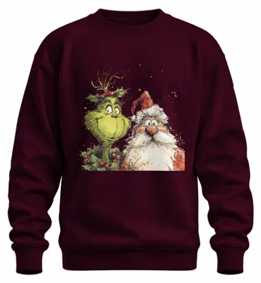 Immagine prodotto di Grinch Father Christmas divertente regalo di Natale cartone animato retrò unisex felpa pullover, Borgogna, 3XL