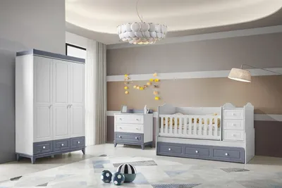 Produktbild von Modernes 3tlg Babyzimmer Set Bett Kleiderschrank und Kommode
