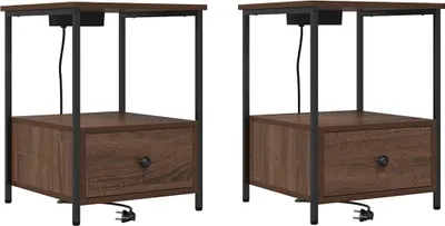 Produktbild von "2026 MODERNE"Nachttisch 2er Set, für Schlafzimmer - elegantes Design - Nachtkommode - Braun Eichen-Optik 42x41x56cm - Nachttische & -schränke NeuMöbel685896