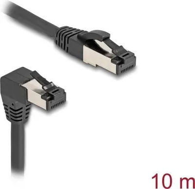 Produktbild von DeLOCK RJ45 Netzwerkkabel Cat.8.1 S/FTP 90° unten gewinkelt / gerade 10 m schwarz, 10 m, Cat8.1, S/FTP (S-STP), RJ-45, RJ-45, Schwarz