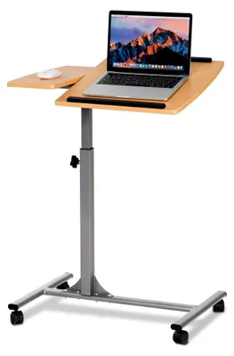 Produktbild von Höhenverstellbarer und neigbarer Laptoptisch mit Rollen, Pflegetisch für Bett und Sofa, 64 x 45 x (71-93) cm (Natur)