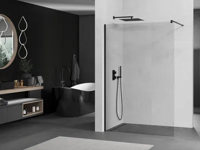 Immagine prodotto di Mexen Kioto parete doccia Walk-in 60 x 200 cm, trasparente 8 mm, nero - 800-060-101-70-00