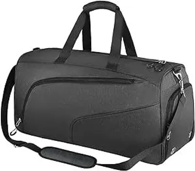 Produktbild von Sporttasche mit Schuhfach und Nassfach – Reisetasche für Damen und Herren – Tasche für Sport, Fitnessstudio & Fitness, Wochenendtasche, Reisen – Schwarz 40 l