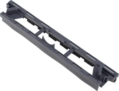 A dark gray plastic vacuum cleaner brush head part is shown against a white background.