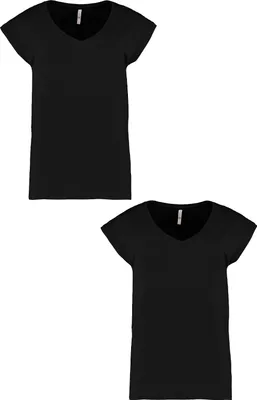 Produktbild von T-Shirt 2er-Set V-Ausschnitt Kurzarm Basic Sommer Shirt | XXL