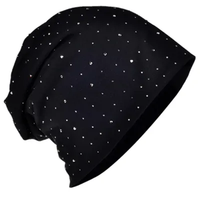 Produktbild von Beanie Muetze Strass Nieten Schwarz