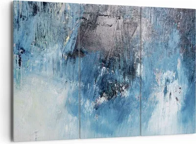 Produktbild von Bild auf Leinwand - Leinwandbild - 3 Teile - Abstraktion Blau Schwarz - 165x110cm - Wand Bild - Wanddeko - Wandbilder - Leinwanddruck - Bilder - Wanddekoration - Leinwand bilder - CE165x110-4155