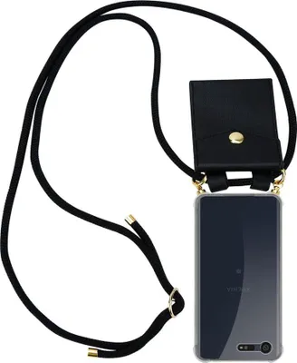 Produktbild von Cadorabo Hülle für Sony Xperia X COMPACT Schutzhülle in Schwarz Handy Kette Silikon Kordel abnehmbares Etui