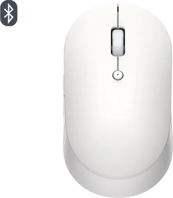 A white wireless mouse is shown from a top-down perspective against a plain white background.