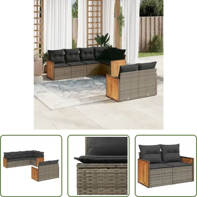 Produktbild von The Living Store 7-tlg. Garten-Sofagarnitur mit Kissen Grau Poly Rattan