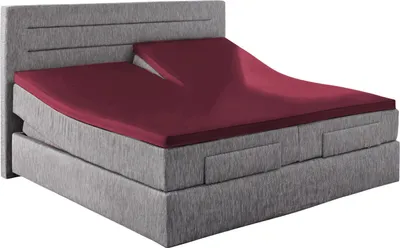 Produktbild von Hahn Haustextilien Elasthan-Feinjersey-Spannbetttuch für Split-Topper 180-200x200 cm Höhe 4-10 cm bordeaux