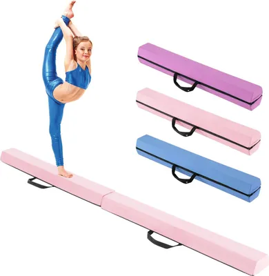 Produktbild von GOPLUS Schwebebalken für Zuhause, 210 cm Turnbalken Gymnastik Balance mit Griff & Klettverschluss, tragbarer Bodenturnbalken für Kinder, Anfänger