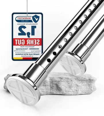Obrázok produktu pre Sprchová tyč z nehrdzavejúcej ocele, priemer 32 mm, dĺžka 310–360 cm, strieborná farba, teleskopická, bez vŕtania