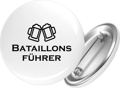 Produktbild von Huuraa Button Bataillonsführer Schützenfest 25mm rund mit Sicherheitsnadel Ansteckbutton Geschenkidee