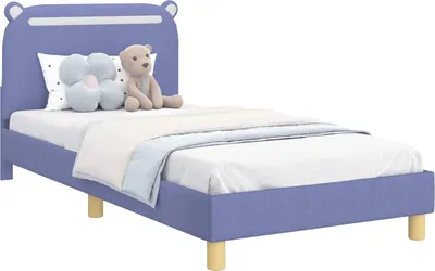 Zdjęcie produktu dla vidaXL Rama łóżka dziecięcego z zagłówkiem w kolorze jeansowym 90 x 200 cm z tkaniny