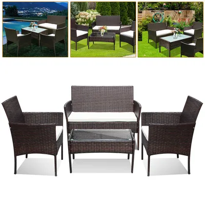 Produktbild von TolleTour Sitzgruppe Couch Polyrattan Relax-Lounge Sitzgarnitur Ecke Gartenmöbel Balkon braun