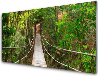 Produktbild von Acrylglasbilder 100x50 Wandbild Druck Brücke Wald Natur