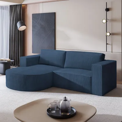 Produktbild von Masseno Ecksofa SORELA P L-S mit Schlaffunktion L-Form, Sofa mit Bettkasten, Wohnzimmersofa, Couch, Soffa, Bettsofa, Couchgarnitur- Blau, POSO 05