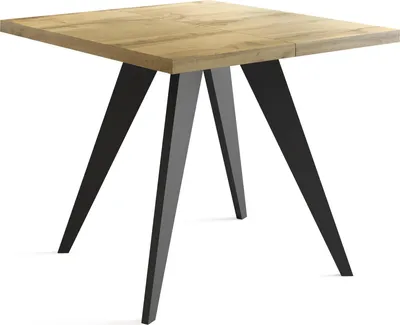 Obrázek produktu pro Čtvercový rozkládací jídelní stůl Quadro 100-200 cm - Industriální jídelní stůl s černými dřevěnými nohami pro 4-8 osob - Kuchyňský stůl v loftovém stylu - dub Wotan