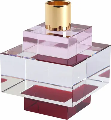 Immagine prodotto di Gift Company Dioptrics Kerzenhalter, Eckig, Kerzenständer, Kerzen Halter, Kristallglas, Pink, H 7 cm, 15504013