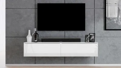 Image de AX LIVING TV Board Loriano 180 cm Meuble TV blanc mat/brillant