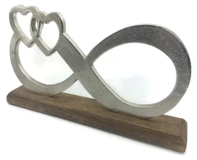 Produktbild von eXODA Deko Unendlichkeit aus Aluminium auf Mangoholz Sockel 1 Stück