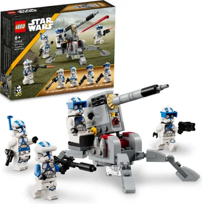 Produktbild von LEGO 75345 Star Wars Zestaw Bitewny – Żołnierze-klony z 501. legionu, Zestaw klocków, Działo Przeciwpancerne AV-7, Działko Sprężynowe i 4 Minifigurki