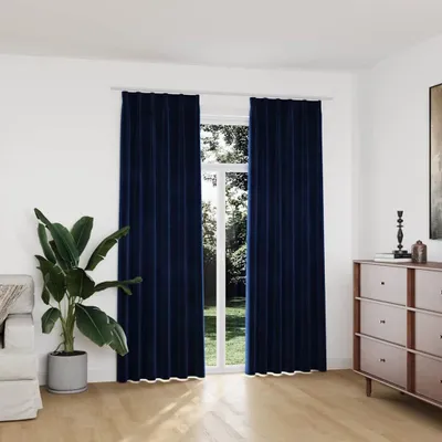 Zdjęcie produktu dla VIDAXL -Vorhänge Blackout 2 STs mit Haken 140x225 cm Samtblau