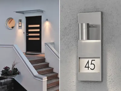 Produktbild von LED Außenwandleuchte, Hausnummernbeleuchtung, Außenleuchte Downlight, Edelstahl