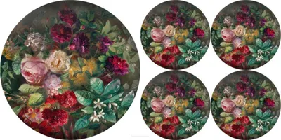 Image de Sous-nappets Feutre Sets de table ronds Tapis de table modernes 1+ 4 Bouquet de fleurs 33cm 16cm