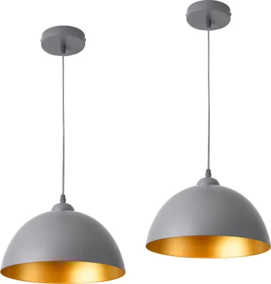 Produktbild von Lampa wisząca zestaw 2 lamp wiszących E27 sufitowa metalowa szaro-złota [lux.pro]